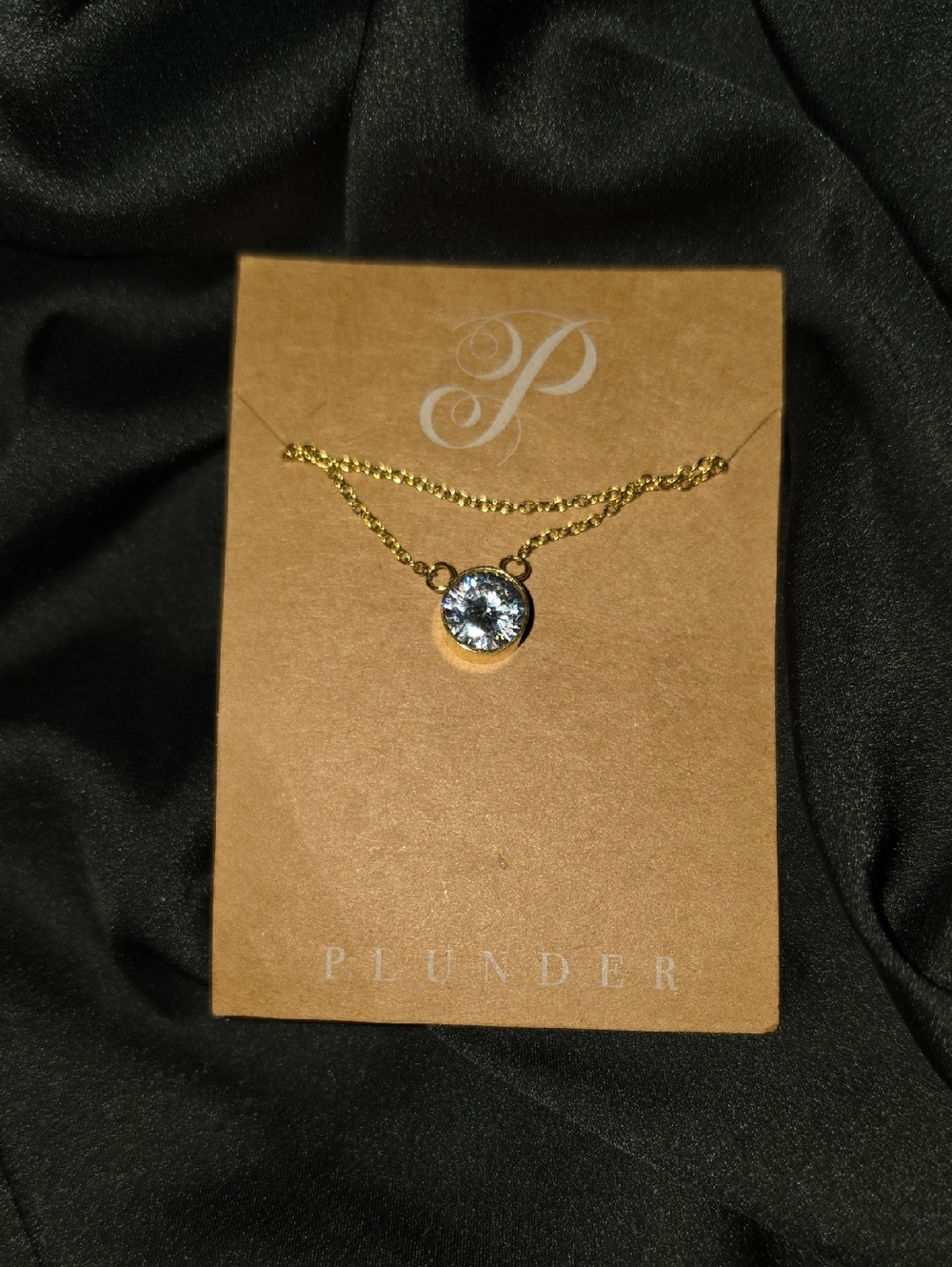 Plunder Gold-Plated Necklace with Clear Crystal Charm